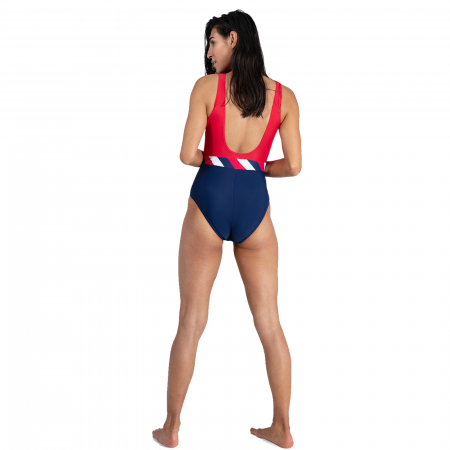 Costum baie femei Speedo Heritage Shoreline U-Back rosu/bleumarin [2]
