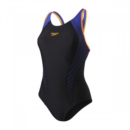 Costum de baie pentru femei Speedo Fit Laneback negru/portocaliu [0]
