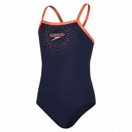Costum de baie pentru fete Speedo Gala Logo muscleback bleumarin/rosu [0]