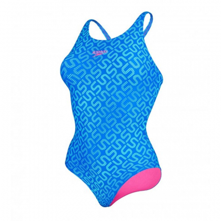 Costum de baie Speedo pentru femei Monogram allover muscleback albastru [0]