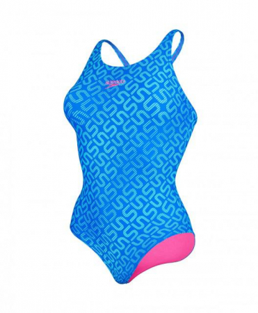 Costum de baie Speedo pentru femei Monogram allover muscleback albastru [5]