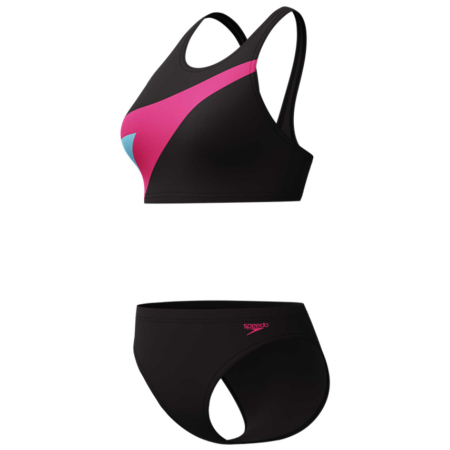Costum inot femei 2 piese Speedo Hyperboom roz/negru – Endurance Pro, rezistent la clor [5]