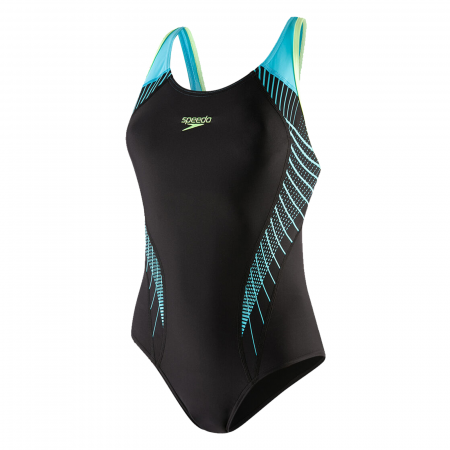 Costum inot femei Speedo Fit LaneBack negru/albastru [0]