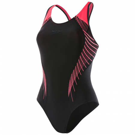 Costum inot femei Speedo Fit LaneBack negru/rosu [0]