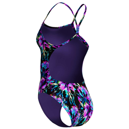 Costum inot femei Speedo FL Printed V-Back 2.0 negru/mov – Endurance+, rezistent la clor [5]