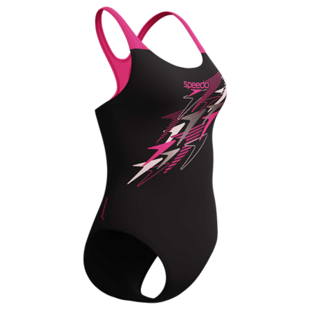Costum inot femei Speedo Medley Logo Medalist negru/roz – Endurance+, rezistent la clor [2]