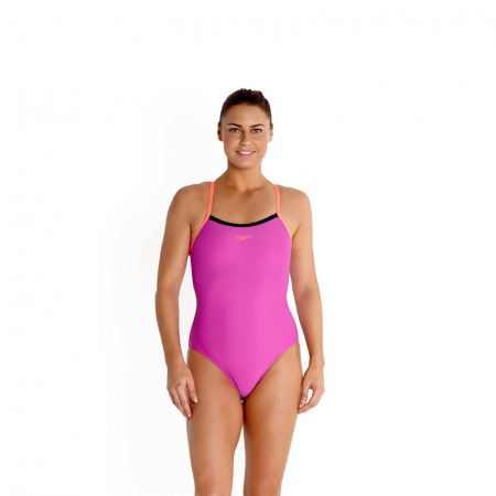 Costum inot femei Speedo Thinstrap mov/portocaliu [2]