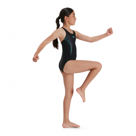 Costum inot fete Speedo Plastisol negru/roz [3]