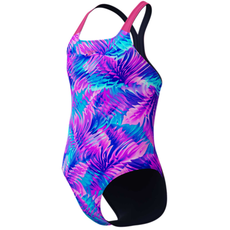 Costum inot fete Speedo Printed Powerback roz/albastru – rezistent la clor, Endurance+ [0]