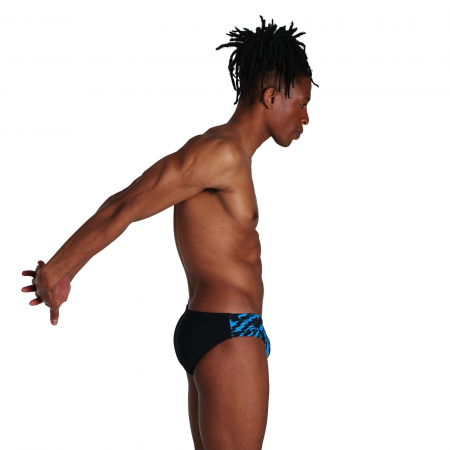 Slip inot barbati Speedo Allover 7 cm Brief negru/albastru [2]