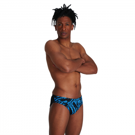 Slip inot barbati Speedo Allover 7 cm Brief negru/albastru [1]