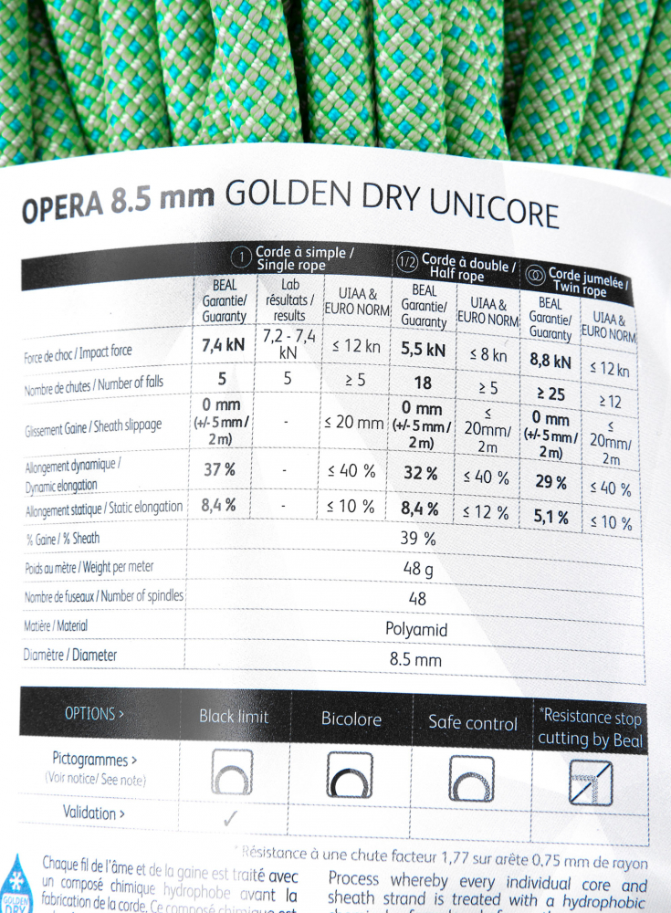 Coarda dinamica Beal Opera Golden Dry 8,5 mm 60 m UNICORE [5]