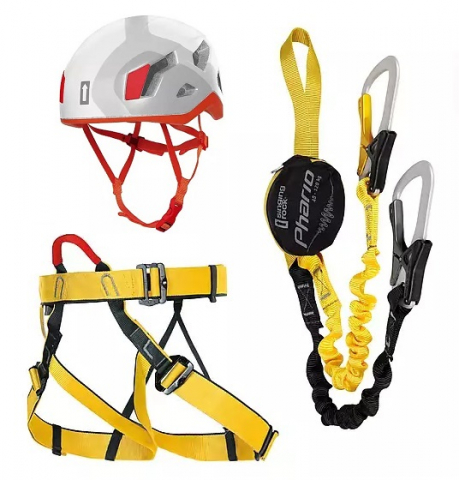 VIA FERRATA - Set Via Ferrata Phario Palm cu Casca Penta Alb - Rosu