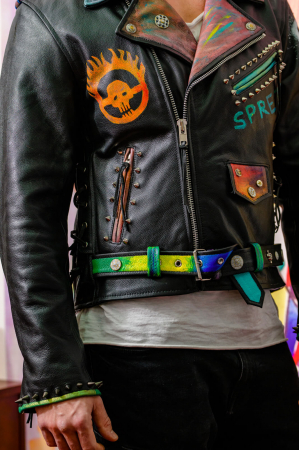 Geacă de piele bărbați biker Mad Max colorată și cu ținte [6]