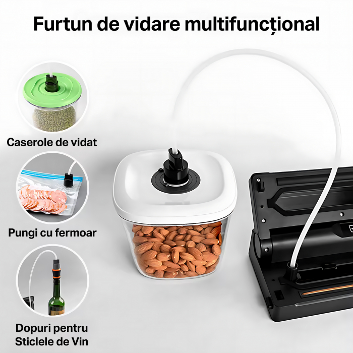 Aparat de vidat si sigilat STARCREST VS-6016, 110W, Touch Control, 5 Functii, Furtun de vidare caserole, Cutter incorporat, Negru/Inox [7]