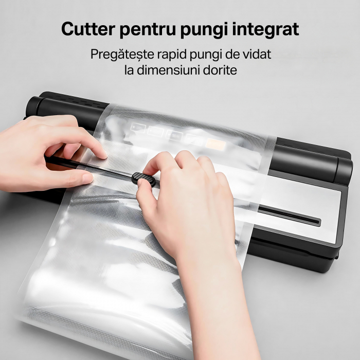 Aparat de vidat si sigilat STARCREST VS-6016, 110W, Touch Control, 5 Functii, Furtun de vidare caserole, Cutter incorporat, Negru/Inox [6]