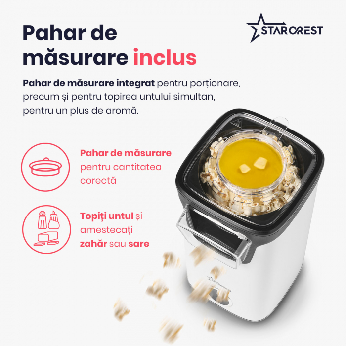 Aparat pentru popcorn STARCREST SPM-1100WH, 1100 W, Alb/Negru [5]