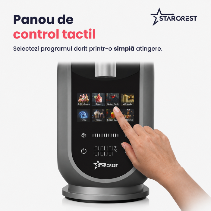 Aparat pentru Slushy/Granita si Inghetata STARCREST IceMix SSI-2518PRO, 2.5L, Panou de control tactil, 8 Programe, Carte retete, Gri/Negru [3]