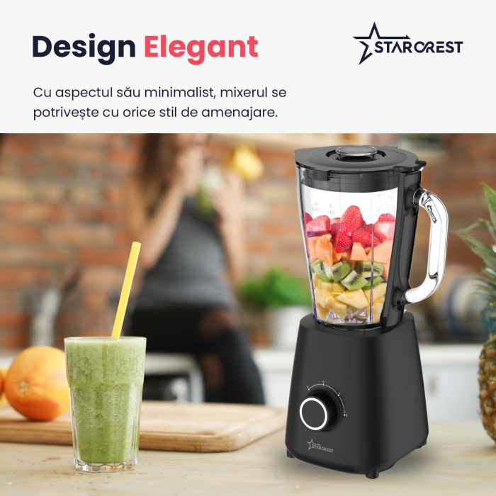 Blender STARCREST STB-15500B, 500 W, 1.5 l, 2 viteze + functie Pulse, Negru [7]