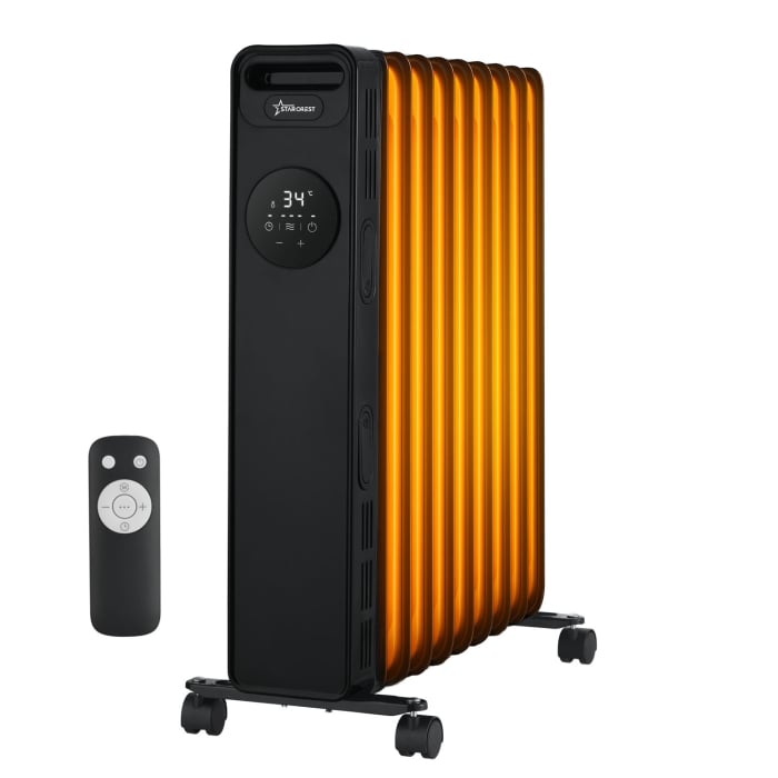 Calorifer electric cu ulei STARCREST SOH-1325BK, 2500 W, 13 elementi, Temporizator, 3 trepte de putere, Termostat digital, Protectie supraincalzire, Siguranta anti cadere, Negru