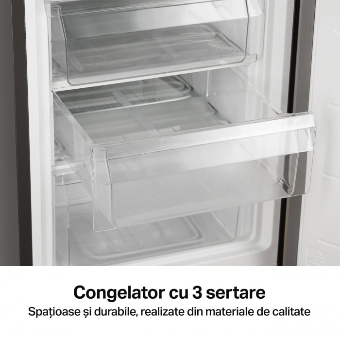 Combina frigorifica STARCREST SC-170IX-E, 170 L, Clasa E, Less Frost, Termostat reglabil, Iluminare LED, Suprafata Inox antiamprenta, Picioare ajustabile, Usi reversibile, H 151.8 cm, Inox [7]