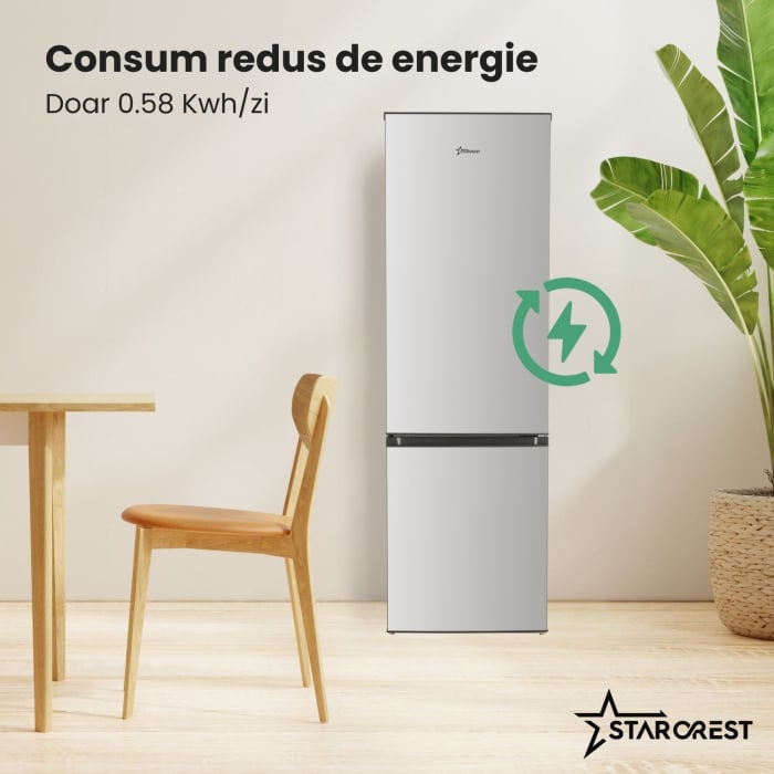 Combina frigorifica STARCREST SC-268IX-E, 268 L, Clasa E, Less Frost, Termostat reglabil, Iluminare LED, Suprafata Inox antiamprenta, Picioare ajustabile, Usi reversibile, H 178 cm, Inox [4]
