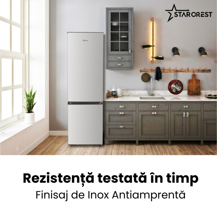 Combina frigorifica STARCREST SC-268IX-E, 268 L, Clasa E, Less Frost, Termostat reglabil, Iluminare LED, Suprafata Inox antiamprenta, Picioare ajustabile, Usi reversibile, H 178 cm, Inox [6]