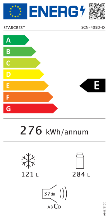 Combina frigorifica STARCREST SCN-405D-IX, 405 L, Total NoFrost, Clasa E, Display digital, Iluminare LED, Suprafata inox antiamprenta, Usi reversibile, H 185.5 cm, Inox [11]