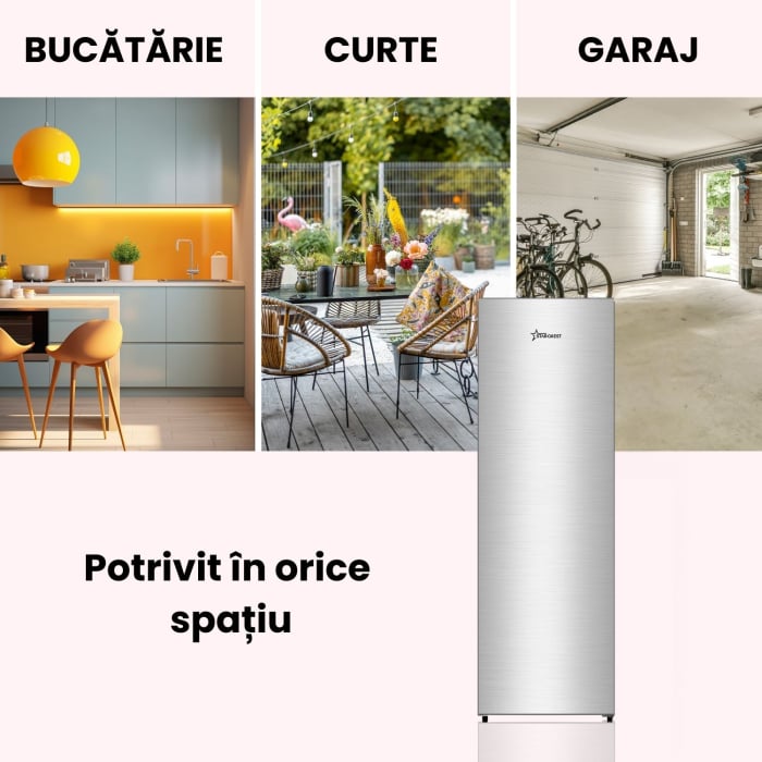 Congelator NoFrost STARCREST SUF-213NF-IX, 213 L, Clasa E, 6 Compartimente, Termostat Digital, Usi reversibile, H 170.7 cm, Inox [8]