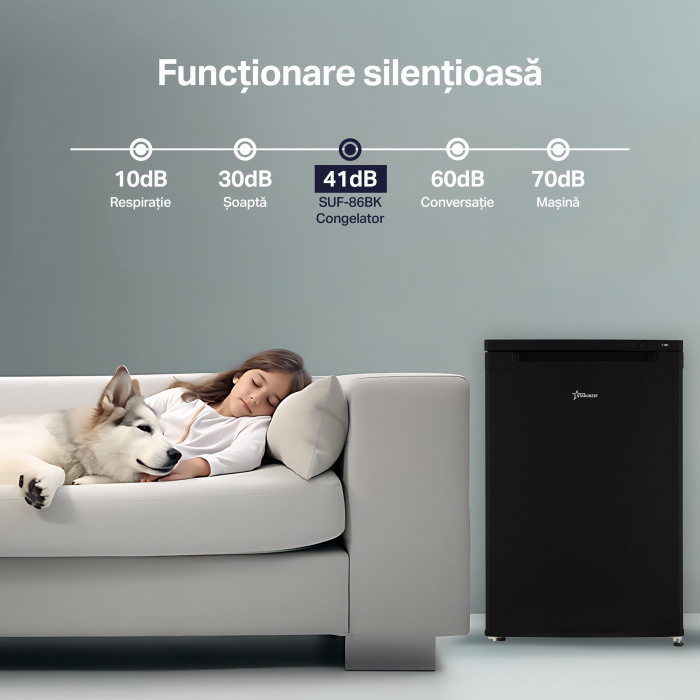 Congelator STARCREST SUF-86BK, Clasa E, Capacitate 80 L, 3 sertare, H 84.5 cm, Negru [7]