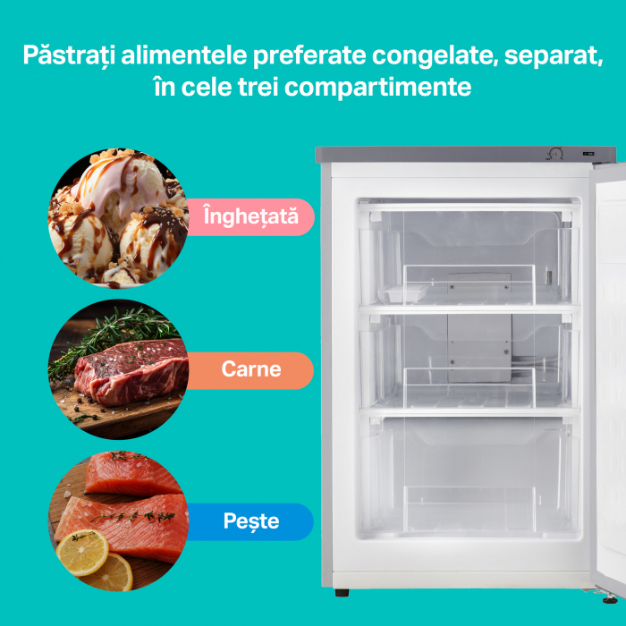 Congelator STARCREST SUF-86SI, Clasa E, Capacitate 80 L, 3 sertare, H 84.5 cm, Gri [5]