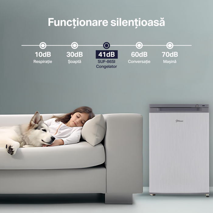 Congelator STARCREST SUF-86SI, Clasa E, Capacitate 80 L, 3 sertare, H 84.5 cm, Gri [8]