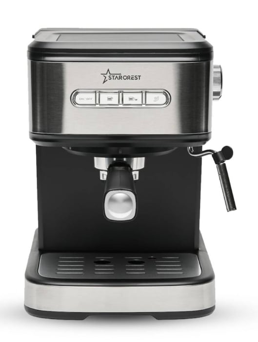 Espressor STARCREST SEM-850SLBK, 850W, 20 bar, rezervor detasabil 1.5L, dispozitiv spumare, filtru dublu din inox, Negru/Inox [1]