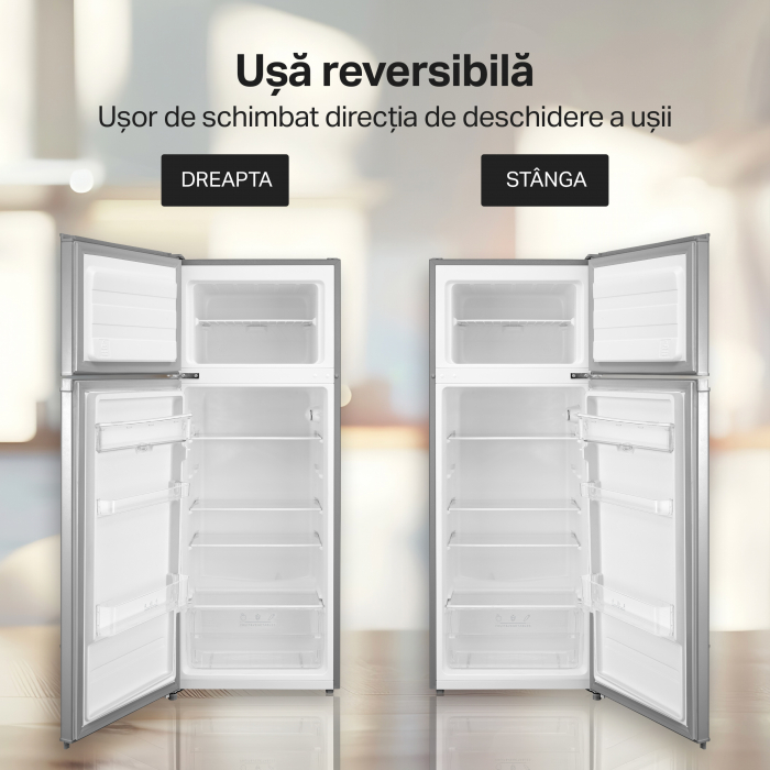 Frigider cu 2 usi STARCREST SF-204WD-SLE, 199 L, Clasa E, Dozator Apa, Iluminare LED, Termostat Ajustabil, Usi reversibile, H 143 cm, Argintiu [9]