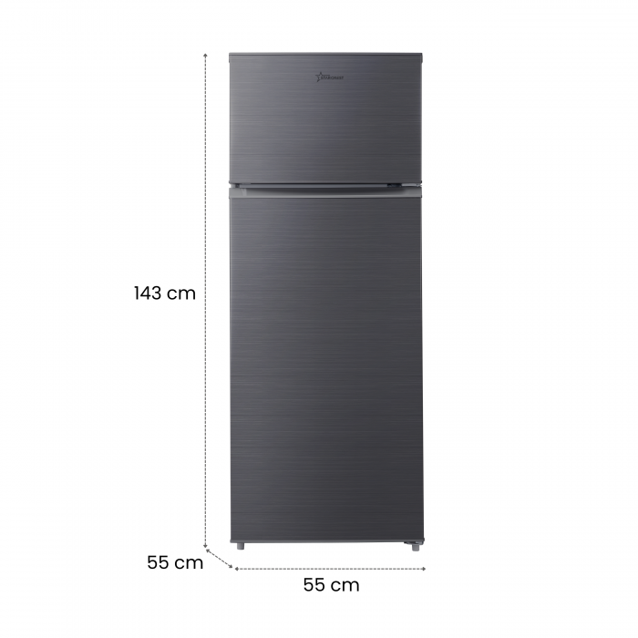 Frigider cu 2 usi STARCREST SF-210DX-E, 210 L, Clasa E, Iluminare LED, Termostat Ajustabil, Usi reversibile, H 143 cm, Inox Negru [10]