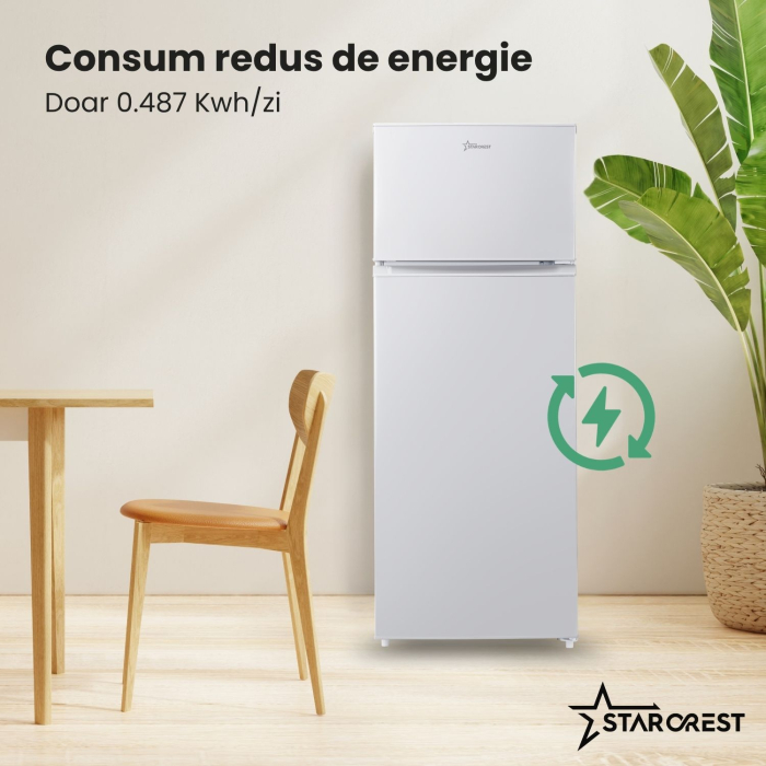 Frigider cu 2 usi STARCREST SF-210WH-E, 210 L, Clasa E, Iluminare LED, Termostat Ajustabil, Usi reversibile, H 143 cm, Alb [4]