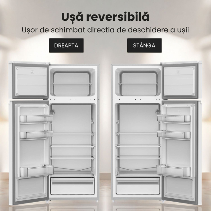 Frigider cu 2 usi STARCREST SF-210WH-E, 210 L, Clasa E, Iluminare LED, Termostat Ajustabil, Usi reversibile, H 143 cm, Alb [9]