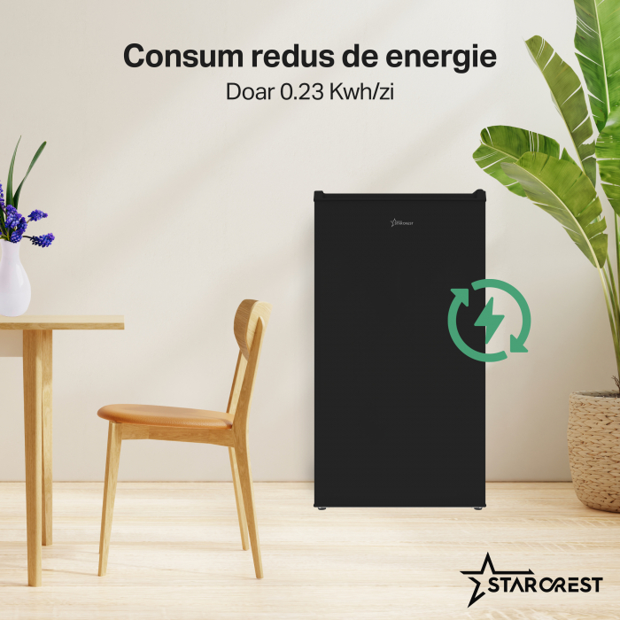 Frigider cu o usa STARCREST SF-83BK-E, Clasa E, Capacitate 83L, Iluminare interioara, Compartiment gheata, H 85 cm, Negru [4]