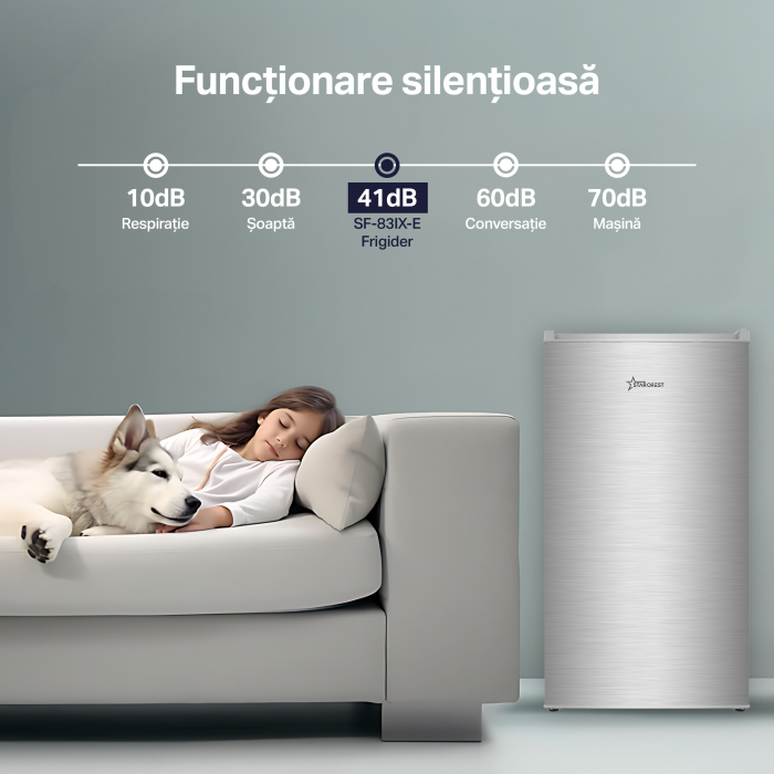 Frigider cu o usa STARCREST SF-83IX-E, Clasa E, Capacitate 83L, Iluminare interioara, Compartiment gheata, H 85 cm, Inox [8]