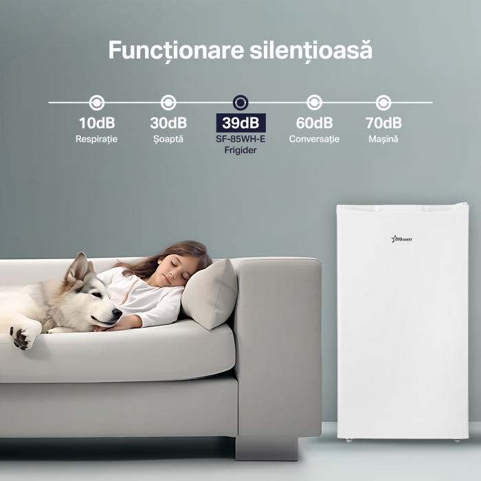 Frigider cu o usa STARCREST SF-85WH-E, Clasa E, Capacitate 85L, Iluminare interioara, Compartiment gheata, H 82 cm, Alb [8]