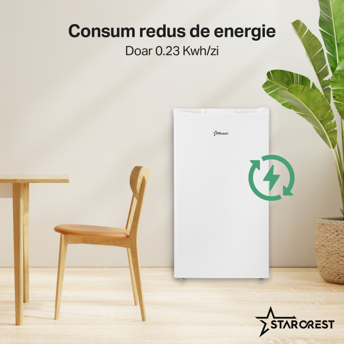 Frigider cu o usa STARCREST SF-85WH-E, Clasa E, Capacitate 85L, Iluminare interioara, Compartiment gheata, H 82 cm, Alb [4]