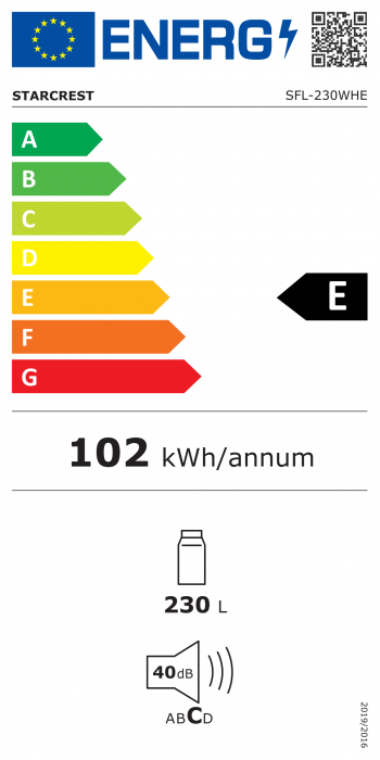 Frigider - Racitor cu o usa STARCREST SFL-230WHE, 230 l, Clasa E, Termostat reglabil, Rafturi ajustabile, H 142. cm, Alb [10]