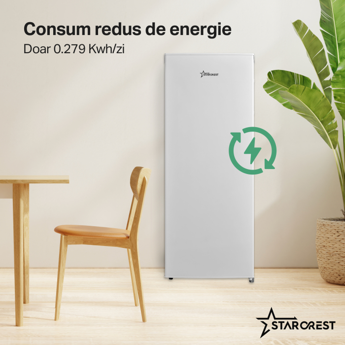 Frigider - Racitor cu o usa STARCREST SFL-230WHE, 230 l, Clasa E, Termostat reglabil, Rafturi ajustabile, H 142. cm, Alb [4]
