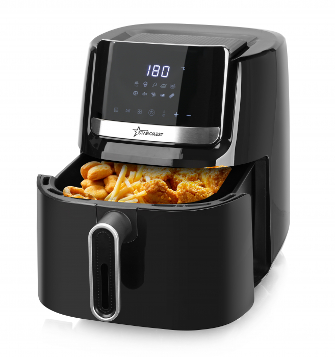 Friteuza cu aer cald STARCREST SFR-6250BK, 1600 W, 6.5 Litri, Termostat 80 - 200   C, 10 programe predefinite, Negru