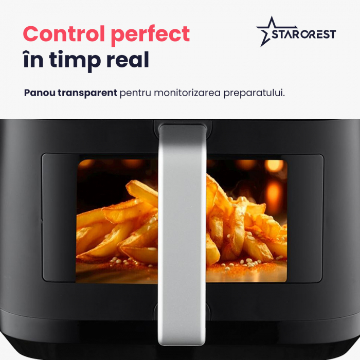 Friteuza cu aer cald STARCREST SFR-7020WBK, 7 Litri,  2 Elemente incalzire superioara / inferioara, 2000 W, Termostat 80 - 200 °C, 12 programe predefinite, Negru [7]