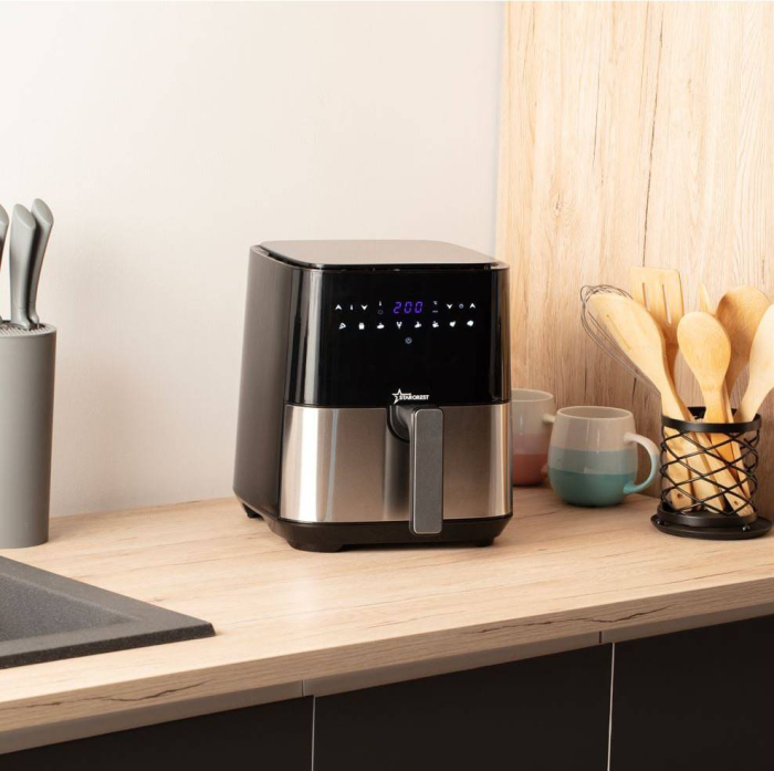 Friteuza digitala cu aer cald XL STARCREST SFR-5050X, 1450 W, 5 Litri, Termostat 80 - 200 °C, 8 programe predefinite, Negru [7]