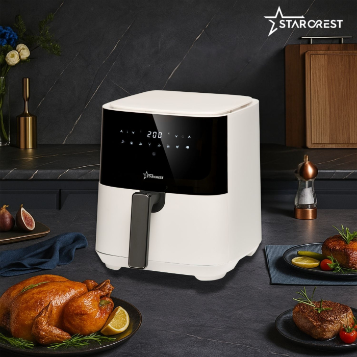 Friteuza digitala cu aer cald XL STARCREST SFR-5252WH, 1450 W, 5 Litri, Termostat 80 - 200 °C, 8 programe predefinite, Alb [7]