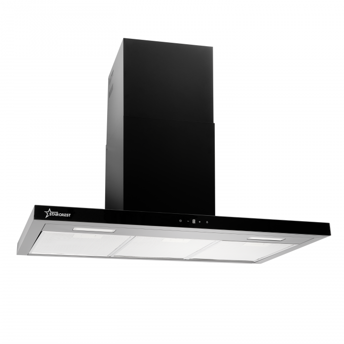 Hota incorporabila decorativa STARCREST SDH-9100X, Putere de absorbtie 800 m3/h, Control touch, Iluminare LED, Clasa B, 90cm, Negru + Sticla neagra [8]
