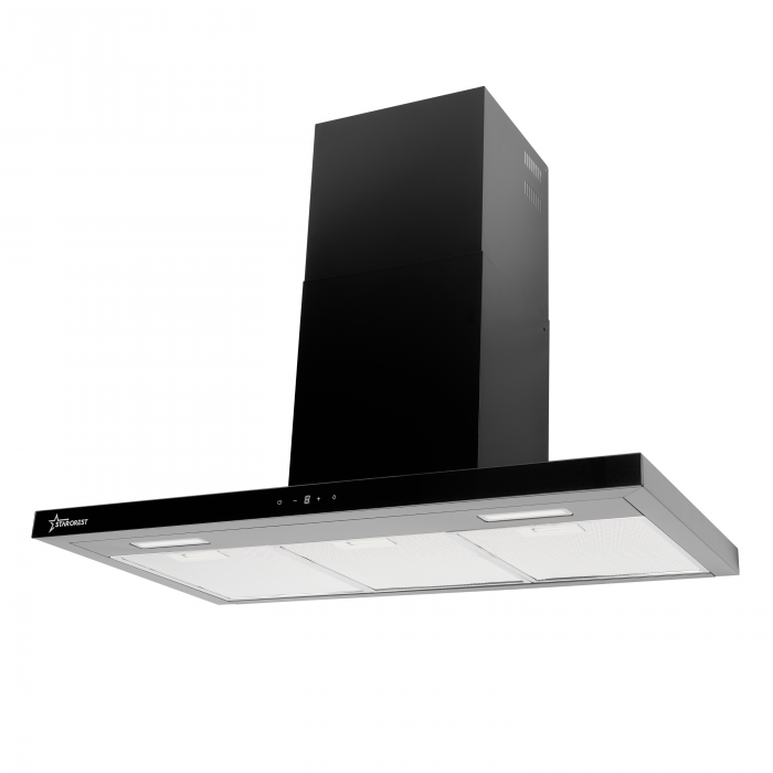 Hota incorporabila decorativa STARCREST SDH-9100X, Putere de absorbtie 800 m3/h, Control touch, Iluminare LED, Clasa B, 90cm, Negru + Sticla neagra [7]