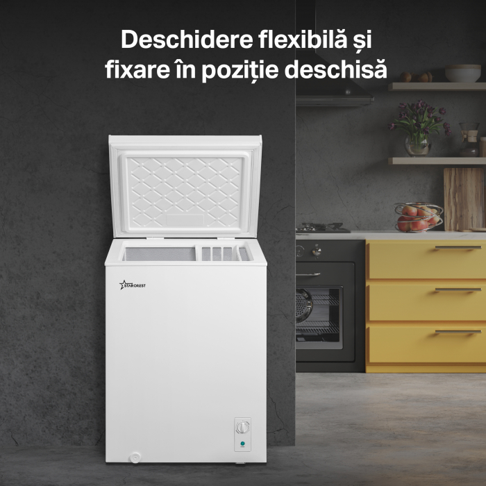 Lada frigorifica STARCREST SCF-143WHE, Clasa E, Capacitate 143L, Sistem convertibil - functie frigider, Termostat reglabil, Alb [3]